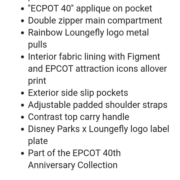 Loungefly EPCOT40 Backpack - Picture 6 of 6
